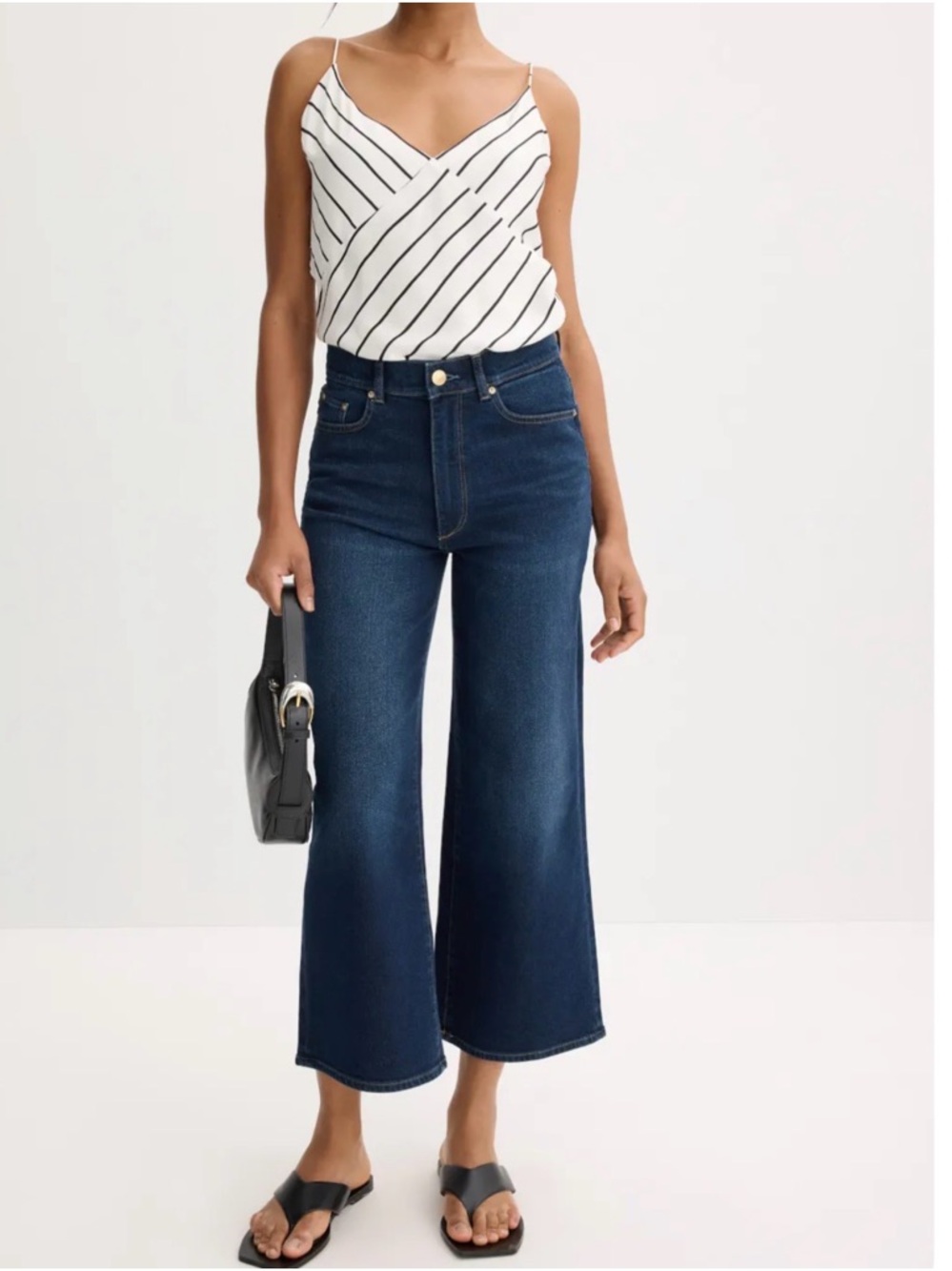 DL1961 Hepburn Wide-Leg Crop Jeans in Dark Blue